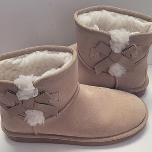Cozy Tan Suede Boots with Bow Detail